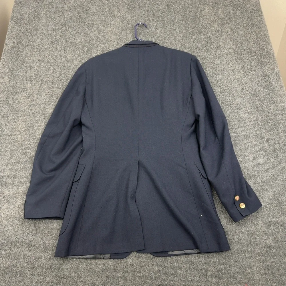 Vintage Stanley Blacker Blazer Men Navy‎ Blue Wool Crest Gold Buttons Preppy
